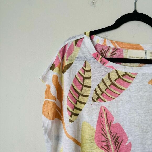 Cynthia Crowley Pink and Organe Floral Embroidered Women's Blouse SIze Large - Picture 2 of 8